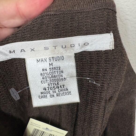 Max Studio Size Medium Knit Fit Flare Skirt Brown Cotton A Line Knee Length - Picture 5 of 6